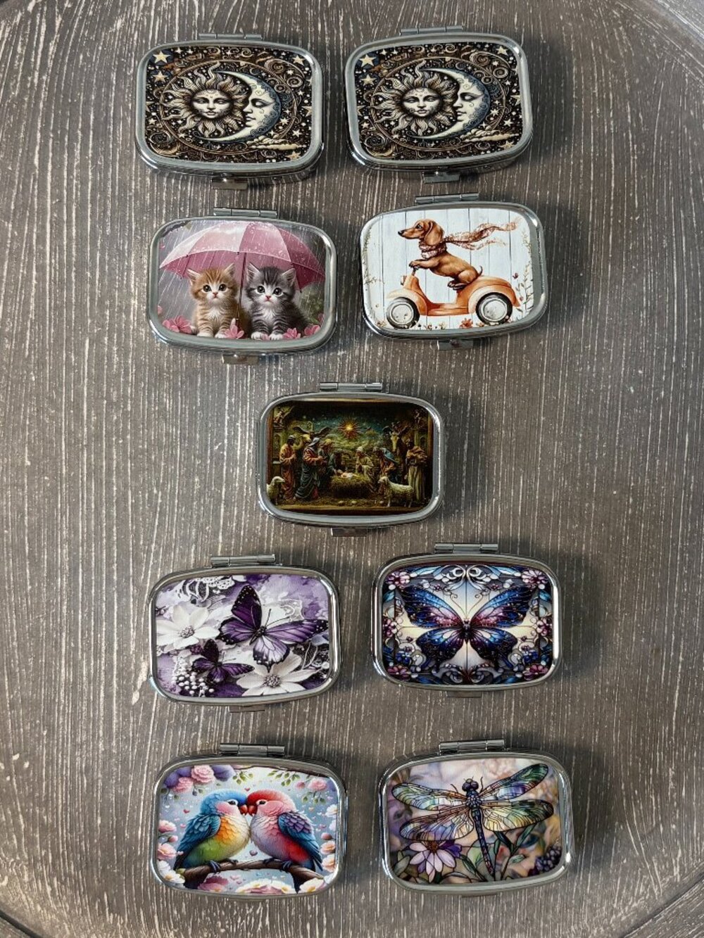 NWOT - Metal Rectangular 2-Compartment Pill Containers